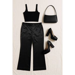 Bandolino Trousers | Wide Leg | Black Satin Vintage Size 12